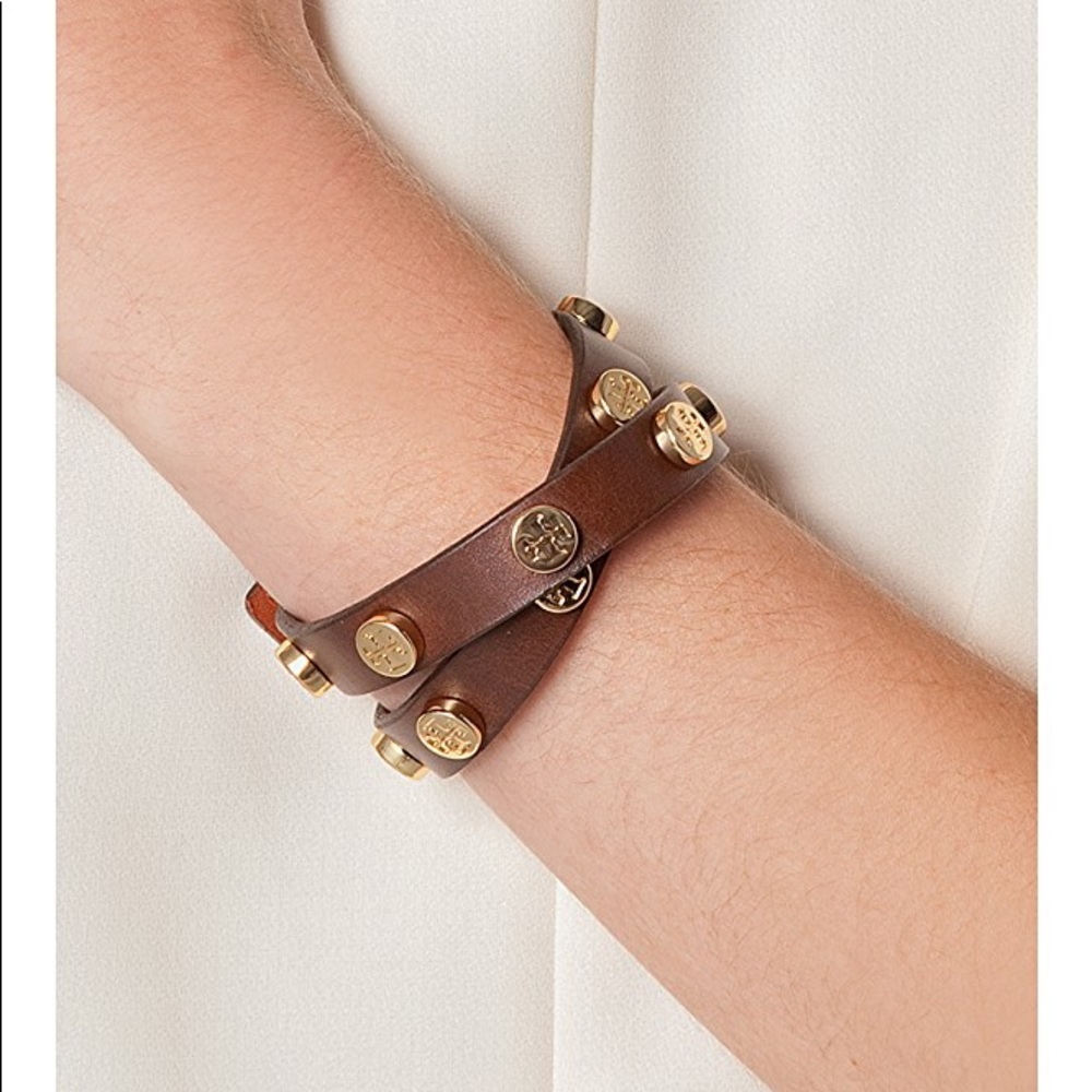 Gold-tone Tory Burch Logo double wrap bracelet